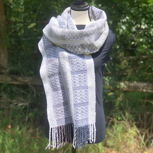 “Winter Frost” Shawl, handwoven from 100% Wool Handmade