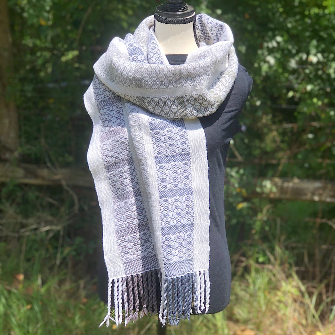 “Winter Frost” Shawl, handwoven from 100% Wool Handmade