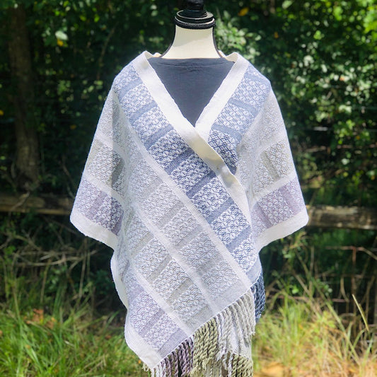 “Winter Frost” Shawl, handwoven from 100% Wool Handmade